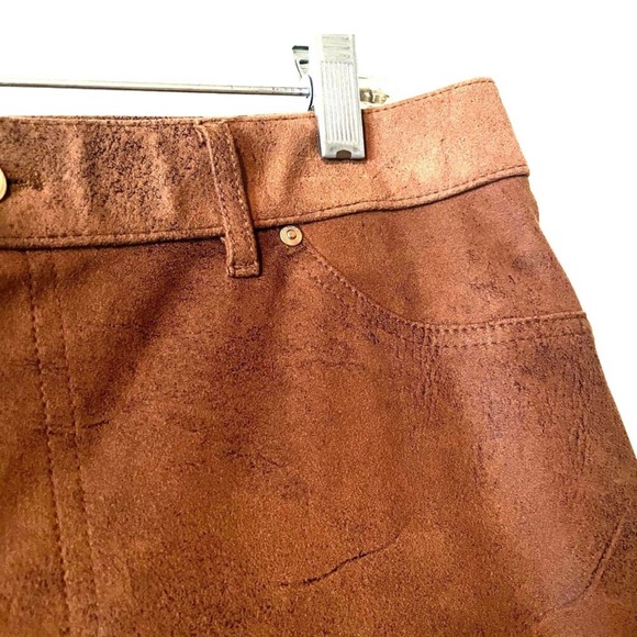 Chico's Faux Suede Slim Leg Ponte Knit Pants Brown Chico's Size 1 Women's Size 8 - Picture 2 of 5